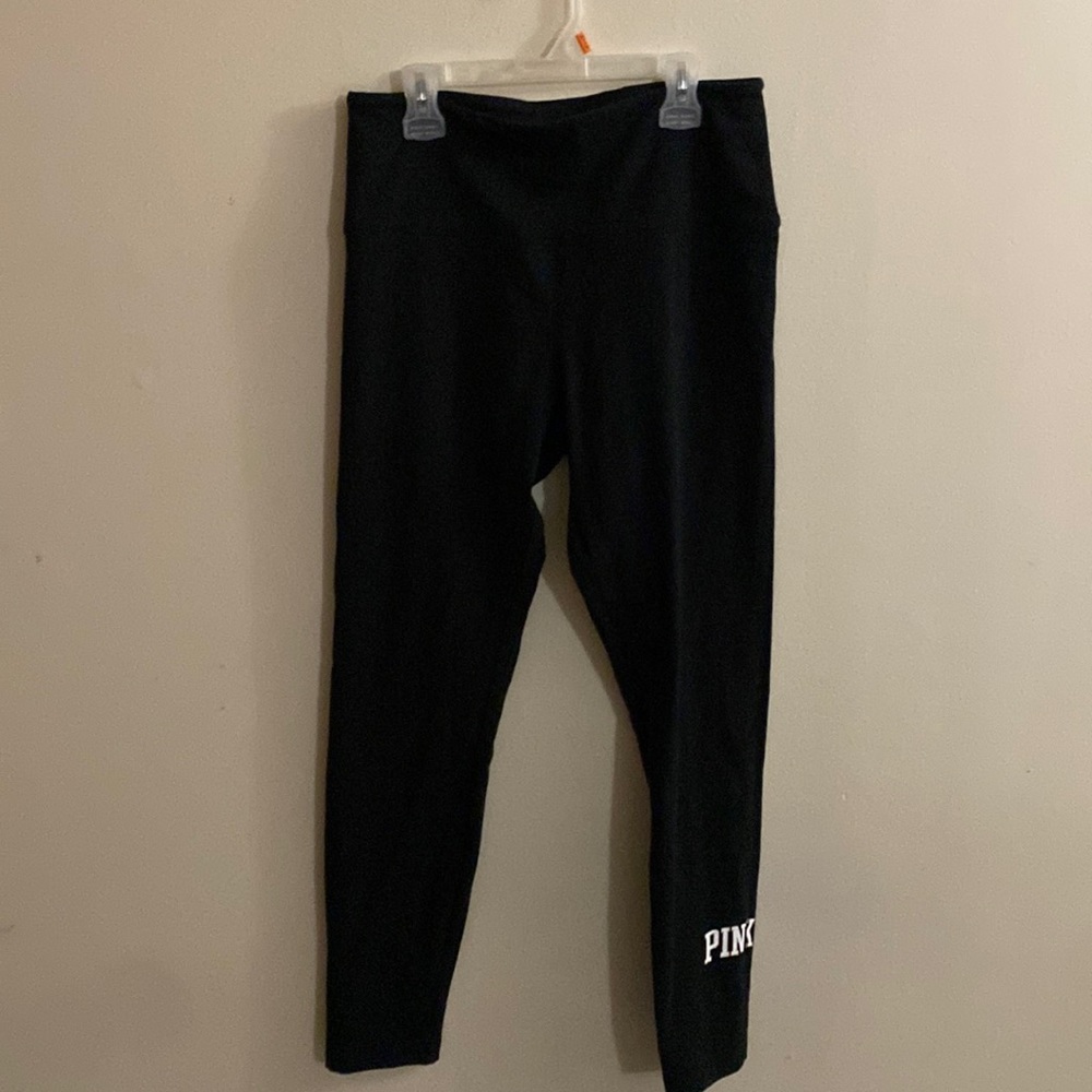 Pink: black leggings